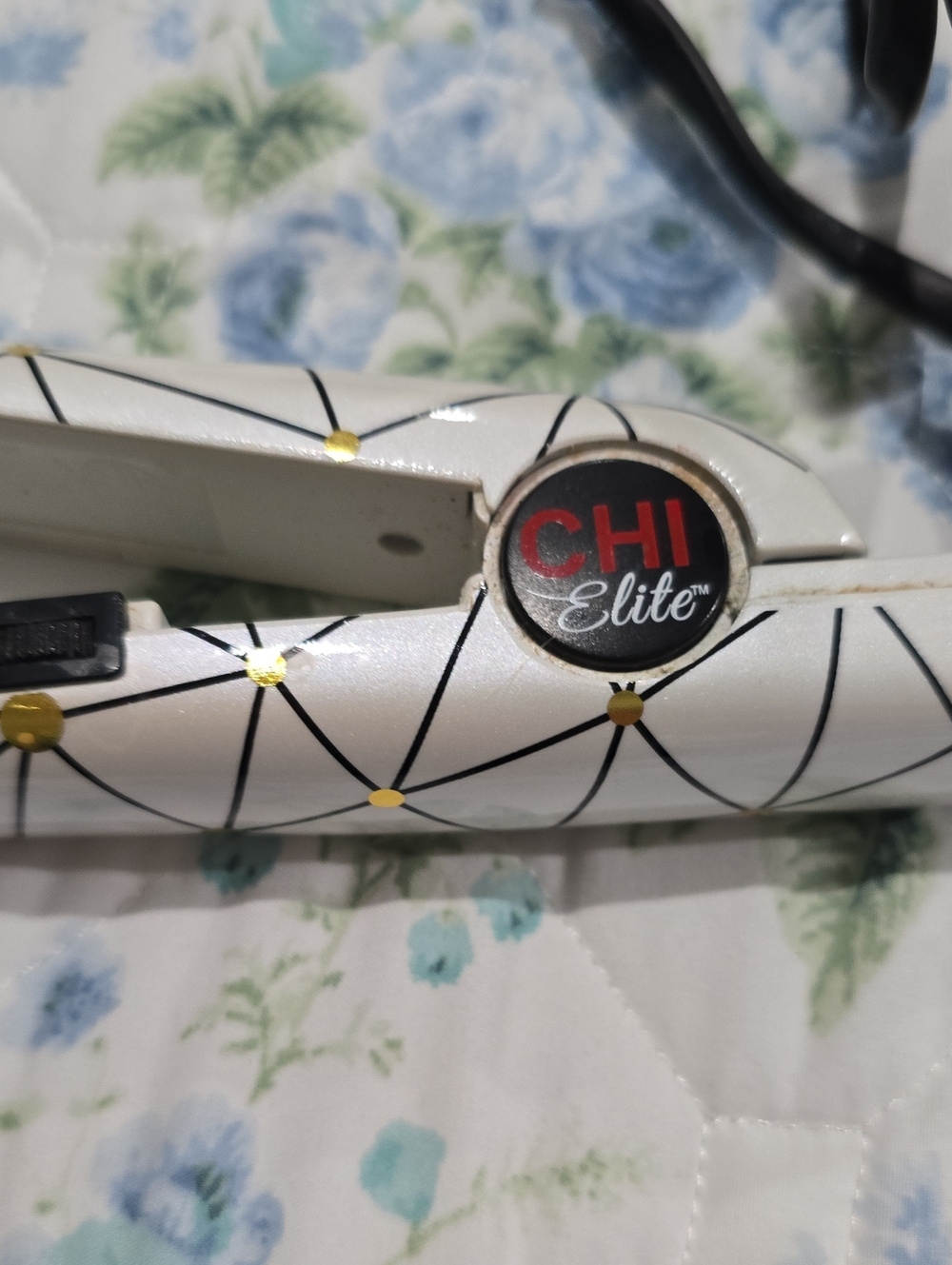Elite White & Gold Patterned Hair Straightener